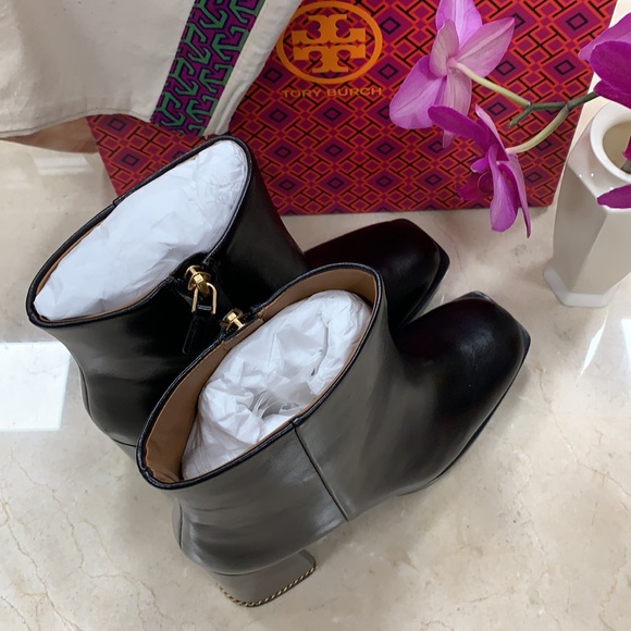 TORY BURCH RUBY PLATFORM CHAIN INLAY HEEL BOOTS - Picture 10 of 15